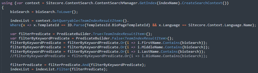 Code snippet 3 - Solr
