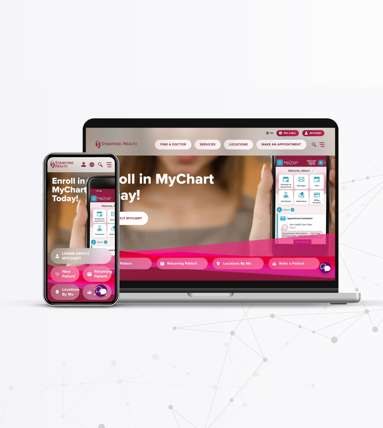 Mockup of Stamford Health Website